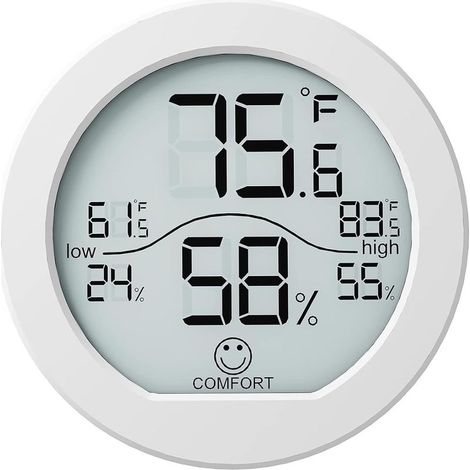 Digitales Thermometer und Hygrometer für den Innenbereich, Temperatur- und Feuchtigkeitsmesssensor mit LCD-Anzeige, ideal für Zuhause, Babyzimmer, Wohnzimmer, Keller, Küche, Wohnung, Büro (Weiß/1 Stüc (1/5)