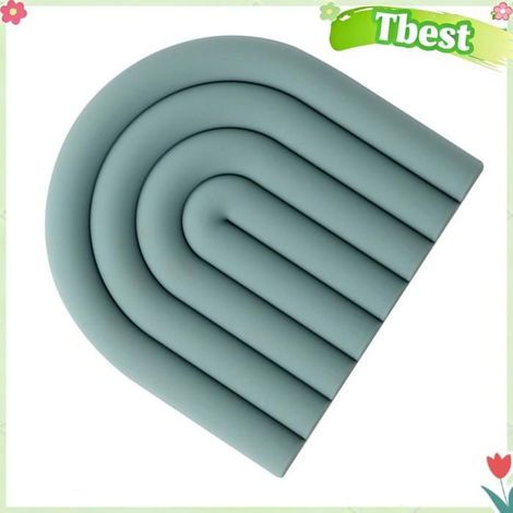 Tbest Dessous de plat pour plats chauds Dessous de plat en Silicone épais arc-en-ciel, plats chauds, Pot deco table Bleu grisâtre (1/5)