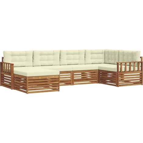 Outdoor-Sofagarnitur 6 stk. 6-Sitzer Natur und Creme vidaXL (1/5)