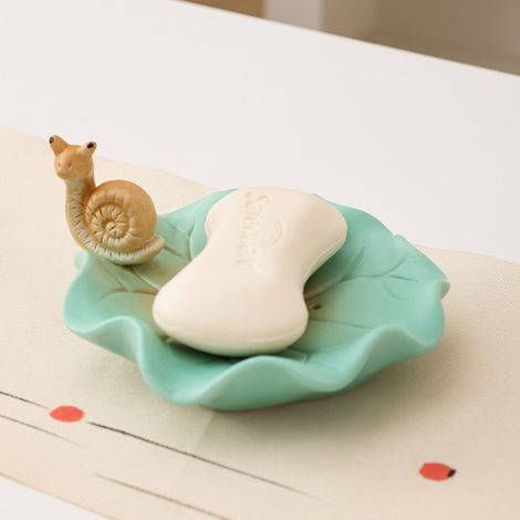 Porte-savon en céramique à motifs de dessins animés,jolie boîte à savon,boîte de rangement tout-en-un pour salle de bain et toilettes,style Instagram (1/5)