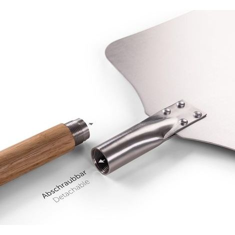 Professioneller 30 cm Pizzaschieber – Extra dünnes, poliertes Aluminium – 41,5 cm abnehmbarer Griff – Für Backofen und Grill geeignet – (1/4)