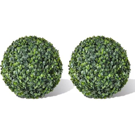 2 Boules Topiaires Artificielles Buis 35 cm Décoration Intérieure Extérieur Jardin Balcon (1/4)