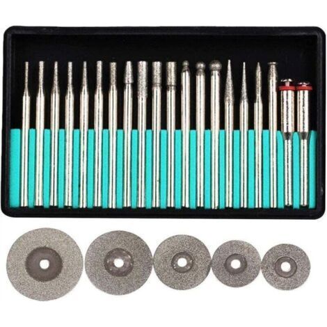 Mini disque à tronçonner diamanté Ensemble de fraises diamantées Assortiment de fraises diamantées Ensemble de broches de forage pour Dremel, Proxxon Multi-Tools - Outils rotatifs à tige de 3 mm (1/5)
