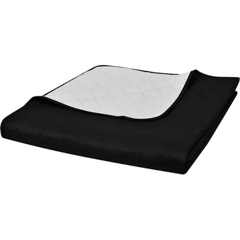 Zweiseitige Tagesdecke Gesteppt Schwarz/Weiß 170x210 cm (1/4)