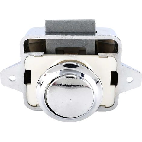 Verrou à poussoir, taille 26 mm, construction en plastique durable, chrome (1/2)