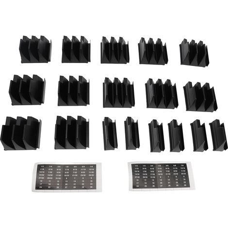 Modules de rangement de clés, 18 pièces, support d'organisation de clés en plastique ABS pour clés mixtes à cliquet ouvert décalé, noir (1/2)