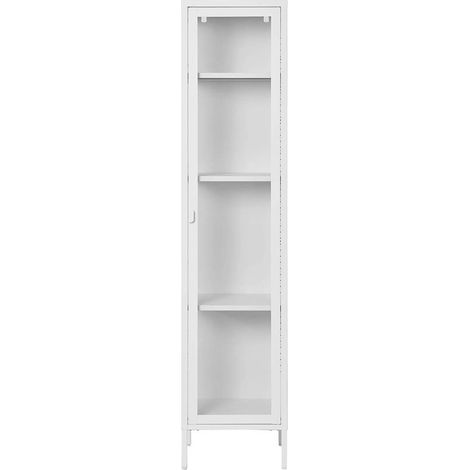 HENDRA - Vitrine 1 Portes Verre et Métal Blanc H180cm (1/5)