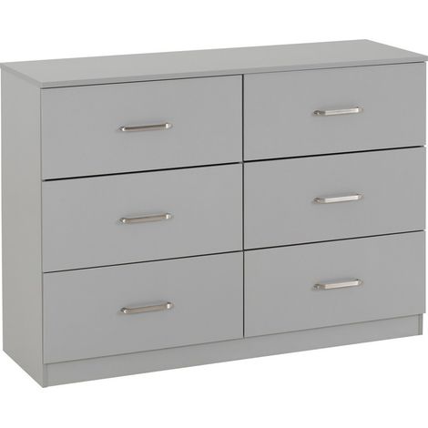 Dakota 6 Drawer Chest - L36 x W110 x H80.5 cm - Light Grey