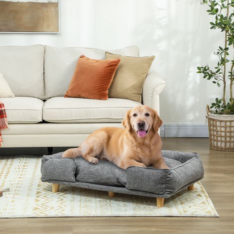 Canapé pour chien. Canapé pour animaux. Coussin amovible et lavable. Naturel et gris foncé. (1/5)