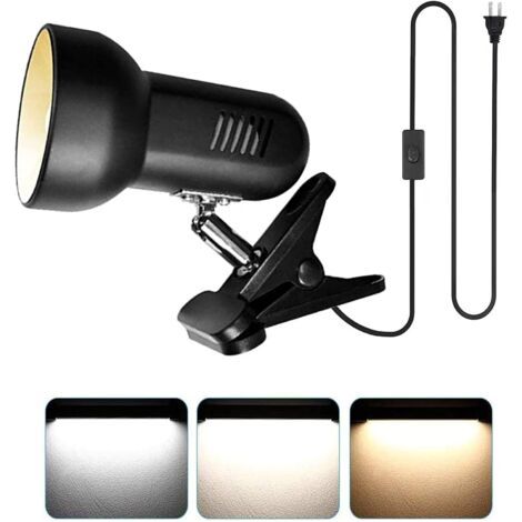 QORVA-Lampe de travail à pince LED, tête rotative à 360°, éclairage d'établi ultra lumineux, lampe de bureau avec pince, 3 modes de température de couleur