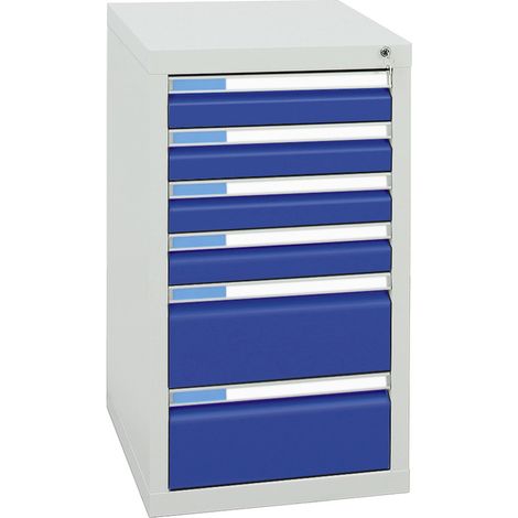 Stumpf Schubladenschrank Serie ESTA, 6 Schubladen enzianblau (4x100, 2x200mm) (1/2)