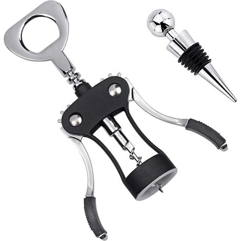 Tire-bouchon acier inoxydable noir pour vin et bière (1/4)