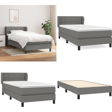 Boxspringbett mit Matratze Dunkelgrau 90x200 cm Stoff - Boxspringbett - Doppelbett - Bettenrahmen - Lattenrost - Matratze - Home & Living (1/5)