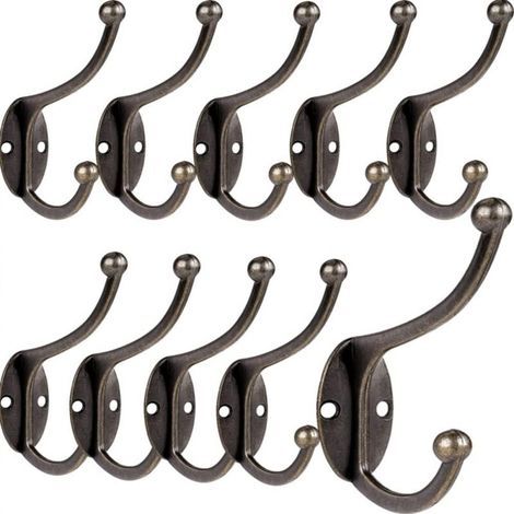 10 Pcs Patère Porte Manteau Murale Vintage Crochet Uniques Métal De Porte Chapeau Crochet Rétro Inox avec Vis pour la maison pour Porte-Manteau Salle de Bain Cuisine (Copper) (1/5)