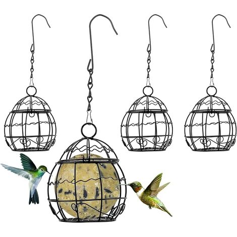 4 Pcs Bird Fat Ball Holder Hanging Fat Ball Feeder Metal (1/5)