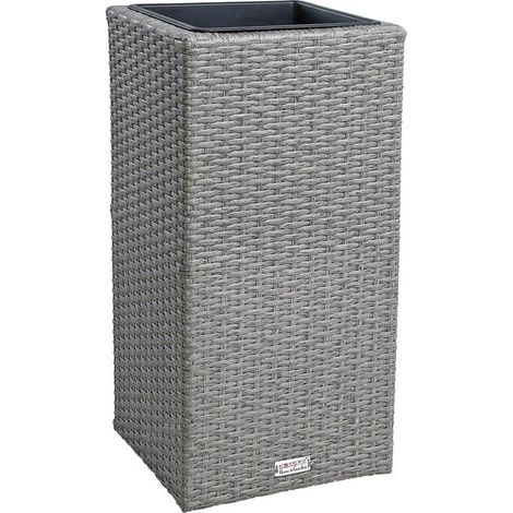 Polyrattan Blumenkübel Pflanzkübel 60 cm Rattan Blumentopf Übertopf Grau-Mix