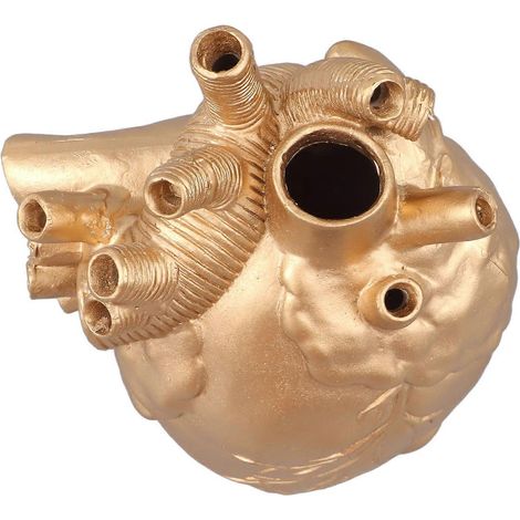 Vases en résine en forme de cœur sculptures originales vases à fleurs décoratifs pour bureau ou salon couleur or. (1/4)