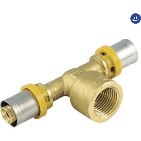 Tiemme - Raccordo A Tee Femmina Centrale 1/2" Ø20 Multistrato A Pressare Gas