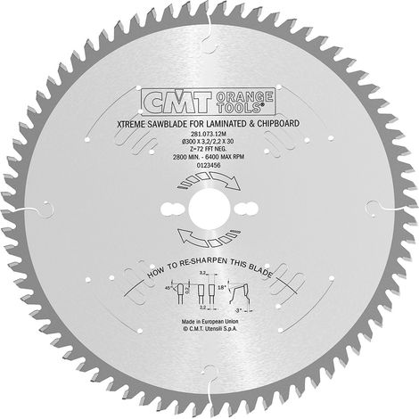 281.073.12M LAMA DENTE TRAPEZOIDALE HW 300x3.2/2.2x30 Z72 FFT 3neg