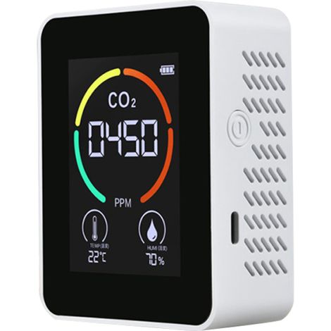 Détecteur de CO2 portable d'intérieur, thermohygromètre multifonctionnel, détecteur d'air numérique domestique, analyseur intelligent de la qualité de l'air, moniteur de pollution de l'air domestique (1/5)