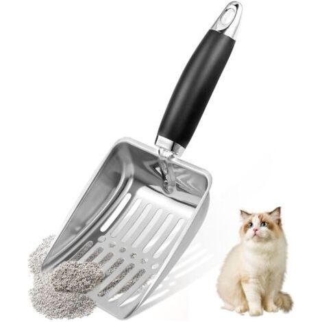 Pelle à litière pour chat en acier inoxydable. pelle à mailles robuste. adaptée au bac à litière pour chat (argent) (1/5)