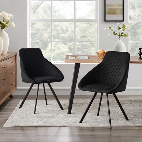 Dining Chairs Set of 2 Velvet Kitchen Counter Chairs with Backrest and Sturdy Metal Legs, Retro Reception Chairs for Home Office Restaurant (black velvet-2PCs) (1/5)