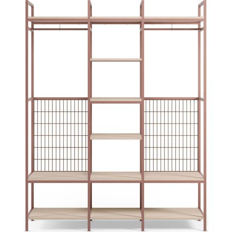 Dressing ouvert modulable 3 éléments en métal et bois L140xH179,5cm - Terracotta - Aqaba (1/5)