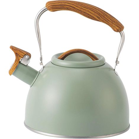 Bouilloire - Acier Inoxydable - 3 L - Sifflet Intégré - Poignée Bois - Compatible Toutes Plaques - Pour Eau Chaude (1/5)