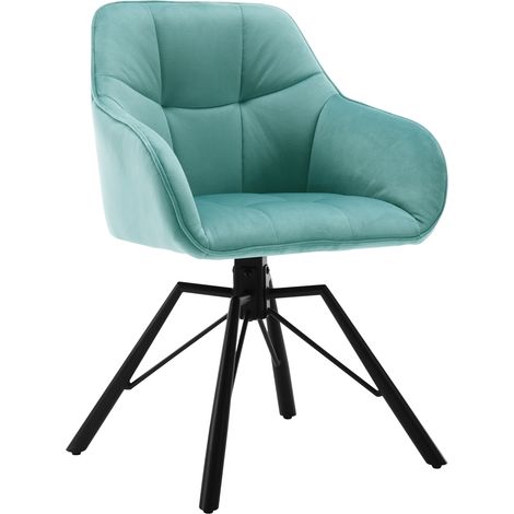 WOLTU Chaise Pivotante à 360°, Chaise Salle à Manger en Velours, Fauteuil Scandinave, Pieds en Métal, Vert Turc (1/5)