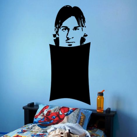 Sticker ardoise tableau noir - stickers muraux adhésif effaçable - LIONEL MESSI - 90x40cm (1/3)