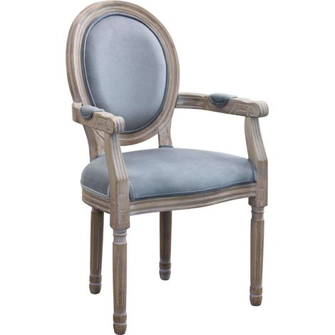 Sedia poltrona da interno in legno ecopelle velluto tessuto con seduta e schienale imbottiti Provenza - Grey - Velluto (1/5)
