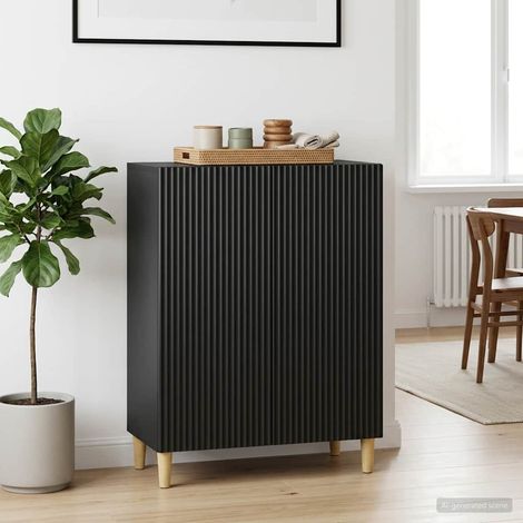 Buffet noir 2 portes en bois d’ingénierie avec étagères, 66 x 34,5 x 90 cm - PANGIVO (1/5)