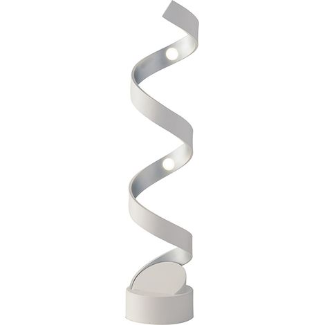 "Lampada da tavolo LED HELIX in alluminio bianco e argento 12W luce calda"