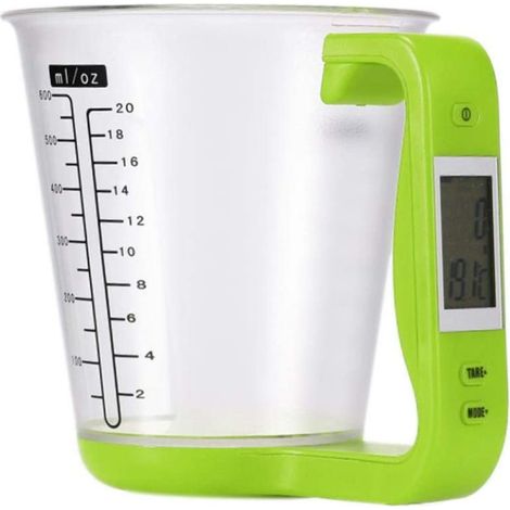 Balance électronique, verre doseur électronique, balance de cuisine, support pour verre doseur numérique, verre doseur avec écran LCD vert (1/5)