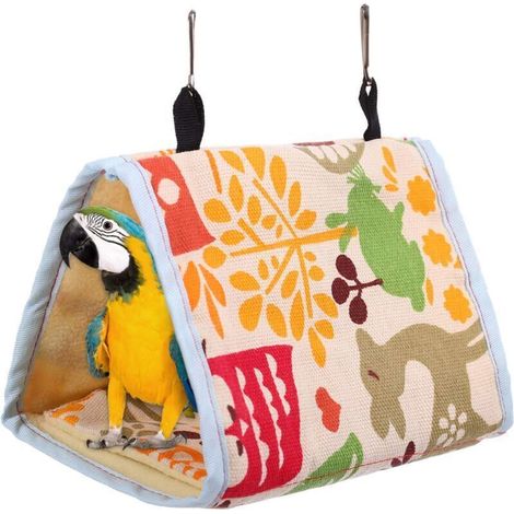 Nid d'oiseau Snuggle Hut, Tente de cage de hamac suspendue pour perroquet, Maison d'habitat de cachette d'oiseau pour petites perruches moyennes (1/4)