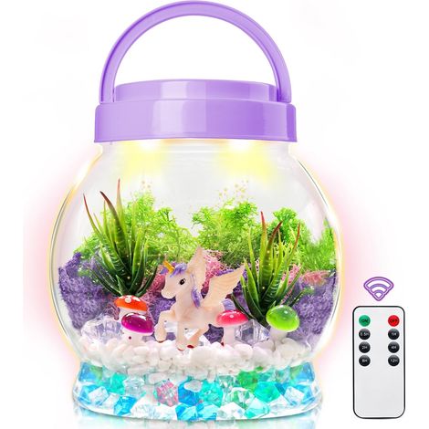 Veilleuse Licorne Terrarium Enfant - Kit de Loisirs Créatifs Lumineux avec Télécommande et Minuterie, Cadeau de Anniversaire Fille et Garçon (1/5)