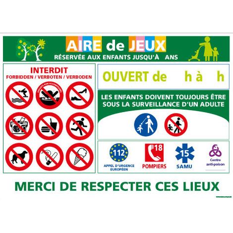 PANNEAU AIRE DE JEUX (H0192) - Adhésif - 420 x 300 mm