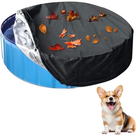 Telo di copertura per piscina per cani, 160 x 30 cm, impermeabile e antipolvere, bordi rinforzati, protezione UV, robusto e durevole, adatto a giardini e terrazze.