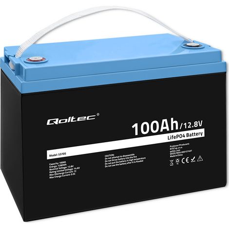 Batería de fosfato de hierro y litio Qoltec LiFePO4  12,8 V  100 Ah  1280 Wh  BMS (1/5)