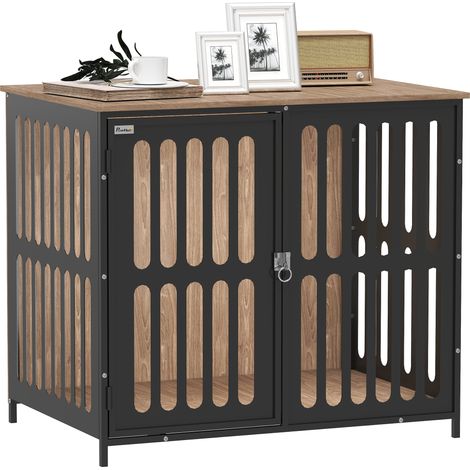 Dog Crate Furniture with Anti-Chew Resistant Mesh, Anti-Escape Single Door, for Medium Dogs, 80 x 55 x 72 cm (1/5)