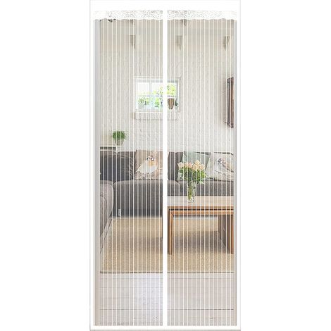 Aimants pour rideau anti-insectes à fixation magnétique — Installation sans clous ni vis — Dimensions du rideau : 100 × 210 cm (blanc) (1/5)
