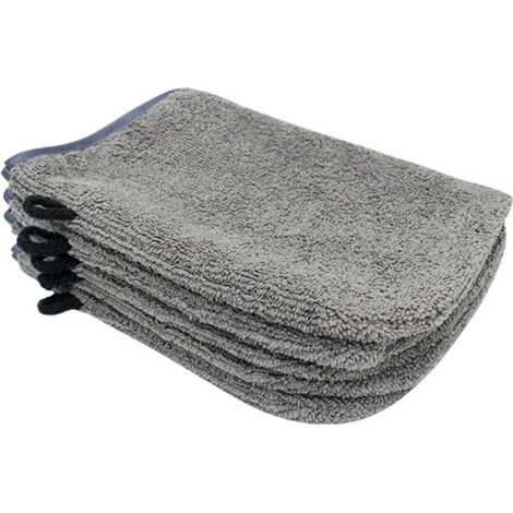 Gant De Bain Microfibre - Lot 10 - 15 X 21 Cm - Gris - Anneau Suspension - Lavable En Machine