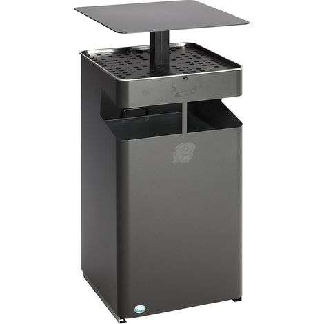 VAR, Combiné cendrier-poubelle avec toit, capacité 72 l, mica (1/3)