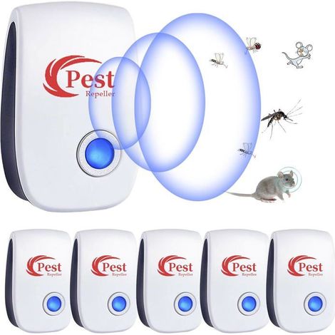 Répulsif ultrasonique Lot de 6 Électronique Répulsif contre les rongeurs et les insectes Pour la maison et le bureau Blanc (1/5)