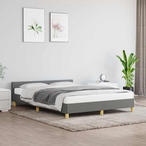 Cadre de lit sans matelas gris foncé 140x190 cm tissu vidaXL (1/6)