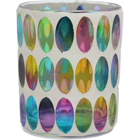 Lot de 2 Bougeoirs Mosaïque en Verre Coloré, Porte-Bougie Style Mosaïque aux Reflets Éclatants, Déco pour Chambre Bureau Bar (1/5)