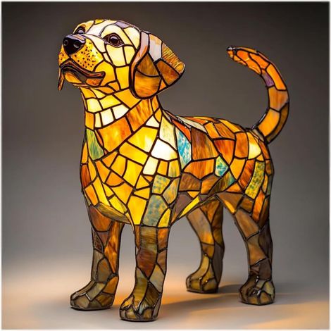 Golden Retriever DArtistic Nachtlicht, Niedliche Hundemotiv LED-Tischlampen, Getöntes Harz Französische Bulldogge Tischnachtlicht,Vintage Tier Innendekoration