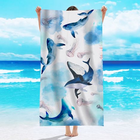 Serviette de plage 70x150 cm, serviette de plage simple face en velours, serviette de bain en microfibre, absorbant la transpiration, protection solaire, série absorbant l'eau (1/3)
