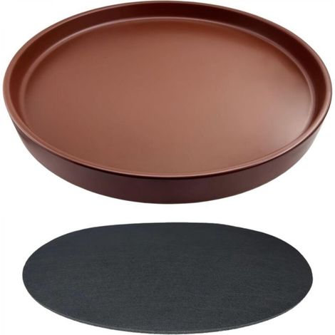 Brown ceramic flower pot tray with an outer diameter of 31 cm, suitable for indoor and outdoor flower drainage trays (1/5)
