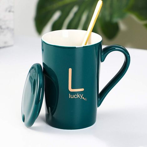 Mug initial en porcelaine fine pour la maison, le bureau et les cadeaux personnalisés L (1/5)